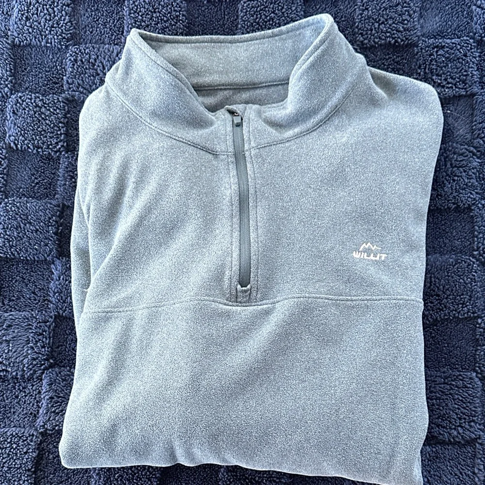 Men's Blue Quarter-Zip Sweater - Picture 6 of 7